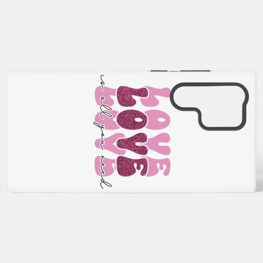Pink "Love" Stacked Bubble Font Samsung Galaxy Hoesje (Achterkant horizontaal)