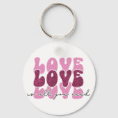 Pink "Love" Stacked Bubble Font Sleutelhanger (Achterkant)