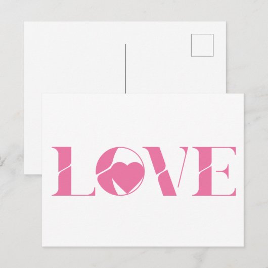 Pink Love Text Valentine's day Briefkaart (Voorkant / Achterkant)