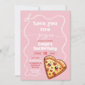 Pink Love You Two Pizzas Bow Tweede Verjaardagsfee Kaart (Voorkant)