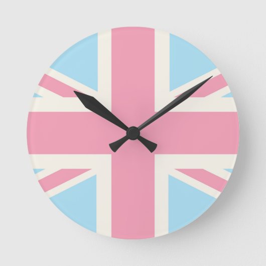 Pink Lovely Classic Union Jack British (UK) Vlag Ronde Klok (Voorkant)