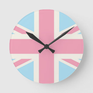 Pink Lovely Classic Union Jack British (UK) Vlag Ronde Klok