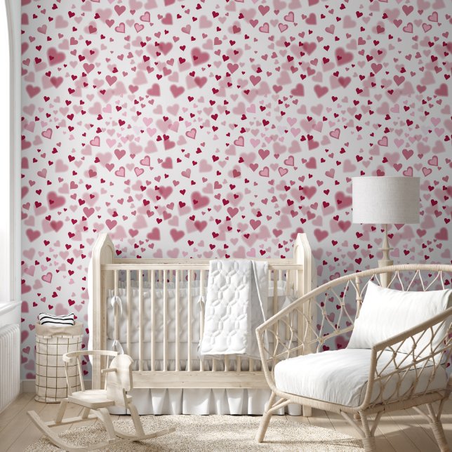  Pink Lovely Hearts Pattern  Behang (Kinderen)