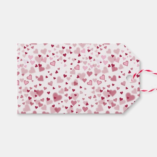 Pink Lovely Hearts Pattern Cadeaulabel (Voorkant (Horizontaal))
