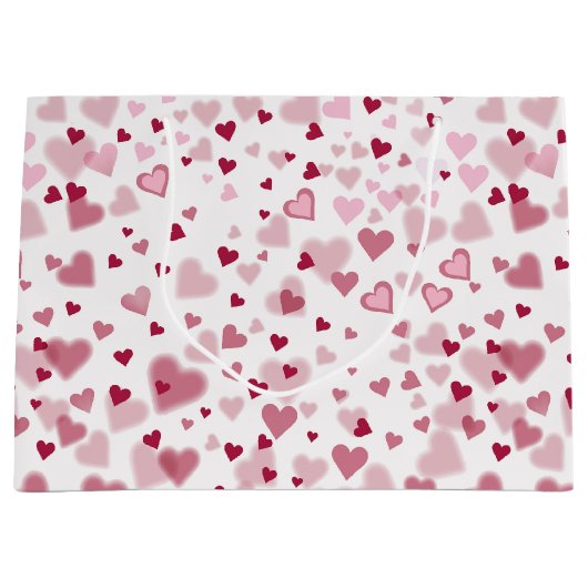  Pink Lovely Hearts Pattern  Groot Cadeauzakje (Voorkant)