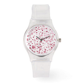 Pink Lovely Hearts Pattern Horloge