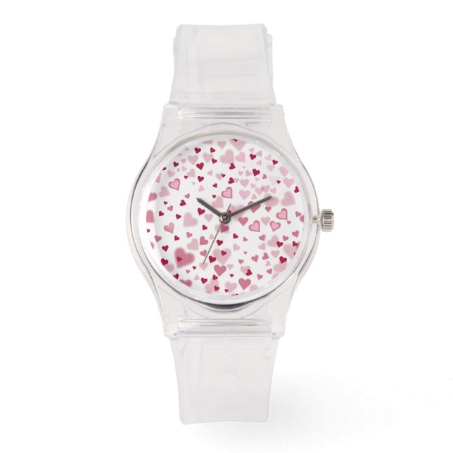  Pink Lovely Hearts Pattern  Horloge (Voorkant)