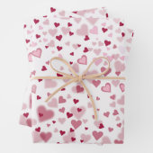 Pink Lovely Hearts Pattern Inpakpapier Vel (In situ)