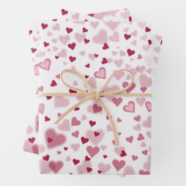 Pink Lovely Hearts Pattern Inpakpapier Vel