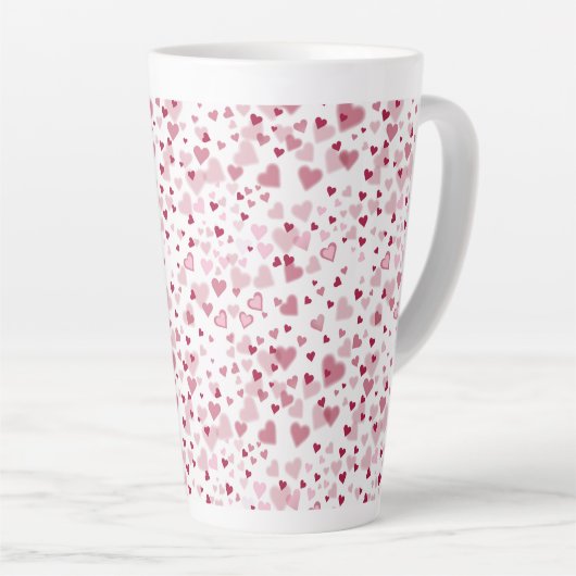  Pink Lovely Hearts Pattern  Latte Mok (Rechterhoek)