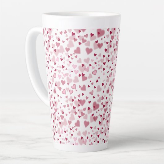Pink Lovely Hearts Pattern Latte Mok (Linkerhoek)