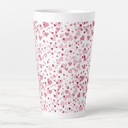 Pink Lovely Hearts Pattern Latte Mok (Voorkant)