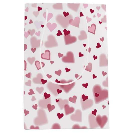  Pink Lovely Hearts Pattern  Medium Cadeauzakje (Voorkant)