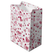  Pink Lovely Hearts Pattern  Medium Cadeauzakje (Achterkant Gekanteld)