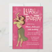 Pink Luau Birthday Party Invitations Kaart (Voorkant)