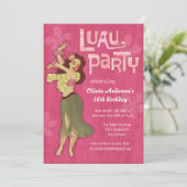 Pink Luau Birthday Party Invitations Kaart (Staand voorkant)