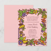 Pink Luau Party Invitation Kaart (Voorkant / Achterkant)