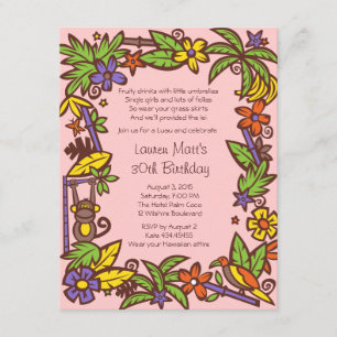 Pink Luau Party Invitation Kaart