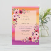 Pink Luminous Sunset Wedding Kaart (Staand voorkant)