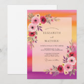 Pink Luminous Sunset Wedding Kaart (Voorkant / Achterkant)