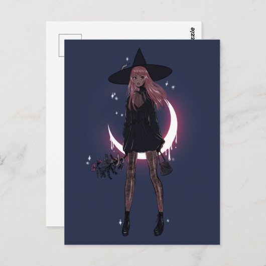 Pink Luna Witch Briefkaart (Voorkant / Achterkant)