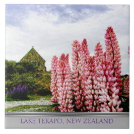 Pink Lupins @ Lake Tekapo Nieuw-Zeeland Tegeltje