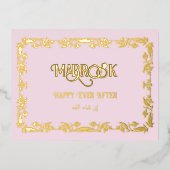 Pink Mabrook je bent getrouwd Groet Folie Feestdagen Briefkaart (Voorkant)