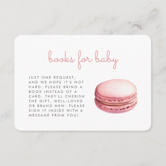 Pink Macaron Baby Shower Books Enclosure Card Informatiekaartje (Voorkant)