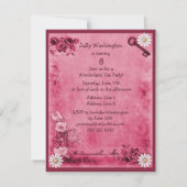 Pink Mad Hatter Wonderland Birthday Tea Party Kaart (Achterkant)