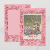Pink Mad Hatter's Wonderland Tea Party Dank je Bedankkaart (Voorkant / Achterkant)