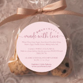 Pink Made with Love Script Ingredient Bakery Ronde Sticker