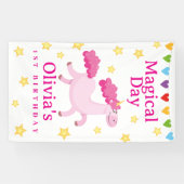Pink Madical Day eerste Unicorn Verjaardagsster Spandoek (Horizontaal)