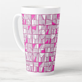 Pink & Magenta Geometric Block Pattern  Latte Mok