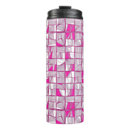 Pink & Magenta Geometric Block Pattern  Thermosbeker