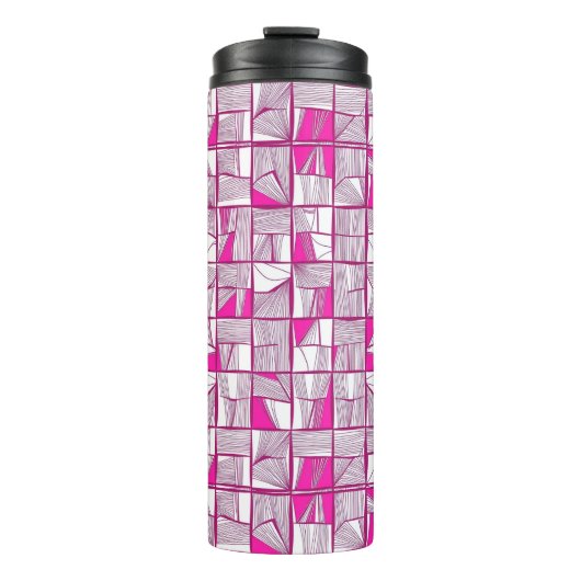 Pink & Magenta Geometric Block Pattern  Thermosbeker (Voorkant)