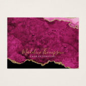 Pink Magenta Gold Agate Business Gift Certificate Visitekaartje (Voorkant)