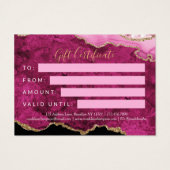 Pink Magenta Gold Agate Business Gift Certificate Visitekaartje (Achterkant)