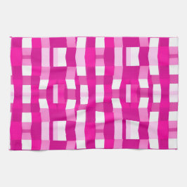Pink Magenta Modern Geometric Block Art Theedoek