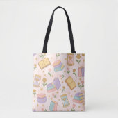 Pink Magic Books Tote Bag Girl Cute Wizard Witch (Voorkant)