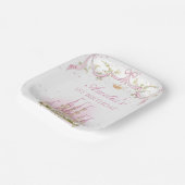 Pink Magic Princess Castle Verjaardagspapier Bord (Gebogen)