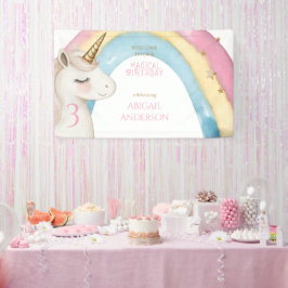 Pink Magical Day Unicorn Birthday Party Welcome Spandoek