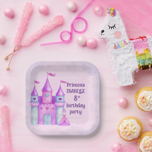 Pink Magical Fairytale Castle Princess Party Papieren Bordje (Feest)