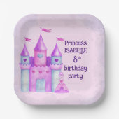 Pink Magical Fairytale Castle Princess Party Papieren Bordje (Voorkant)