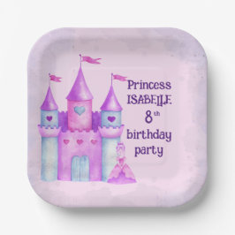 Pink Magical Fairytale Castle Princess Party Papieren Bordje