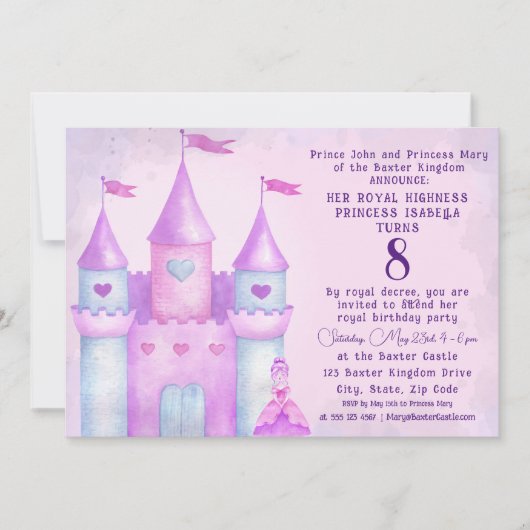 Pink Magical Fairytale Castle Princess Party Photo Kaart (Voorkant)