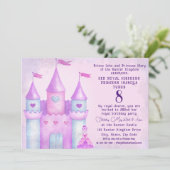 Pink Magical Fairytale Castle Princess Party Photo Kaart (Staand voorkant)