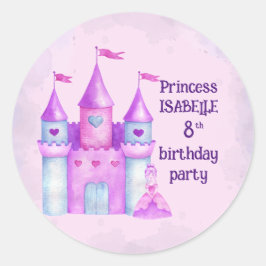 Pink Magical Fairytale Castle Princess Party Ronde Sticker