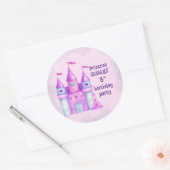 Pink Magical Fairytale Castle Princess Party Ronde Sticker (Envelop)
