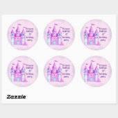 Pink Magical Fairytale Castle Princess Party Ronde Sticker (Vel)