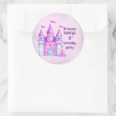 Pink Magical Fairytale Castle Princess Party Ronde Sticker (Tas)